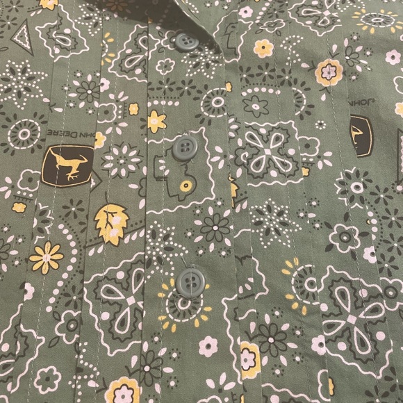 One of a kind, hand made John Deere button up shirt top blouse - Picture 6 of 10
